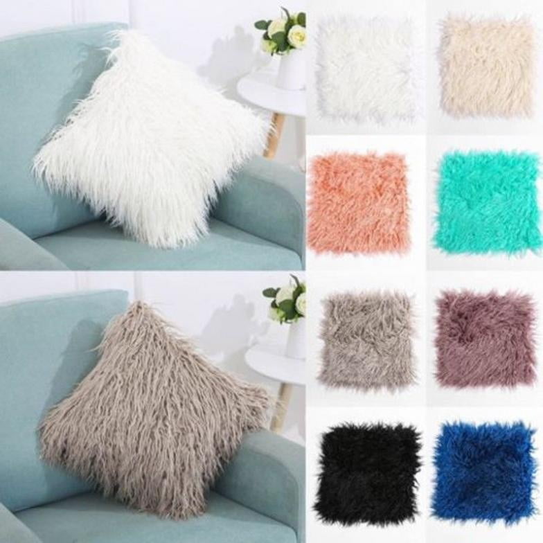 Fluffy Fur Plush Pillow Case Home Sofa Decor Waist Throw Cushion Cover Soft