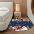 thumbnail image 3 of Round Area Rugs Collection 7 Ft, Navy Blue Christmas Non-Slip Residential Carpet, Snowman Xmas Truck Balls Tree Indoor Crawling Mats Runner Rugs for Living Room/Dining Room/Bedroom, 3 of 8