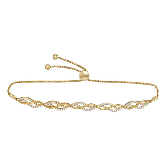 10k Yellow Gold Round Diamond Adjustable Bolo Bracelet (1/2 Cttw)
