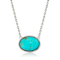 Ross-Simons Oval Turquoise Necklace in Sterling Silver, Women's, Adult