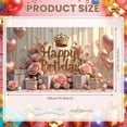 thumbnail image 2 of Rose Gold Banner Pink Roses Birthday Display Gold Crown Heart Balloons Celebration Backdrop for Birthday Party Women's Birthday Princess Theme Party, 2 of 9