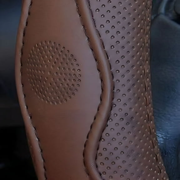 MELIVO 38cm Car Steering Wheel Cover Anti-slip PU Leather Embossed Four Seasons Brown