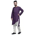 thumbnail image 4 of Atasi Asymmetric Indian Mens Long Kurta Solid Round Neck Kurtas Party Wear, 4 of 5