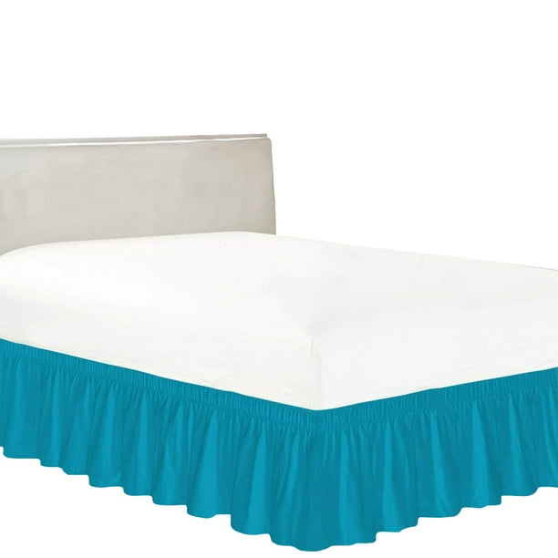 100 Egyptian Cotton 1 Pcs Wrap Around, Turquoise Bed Skirt King