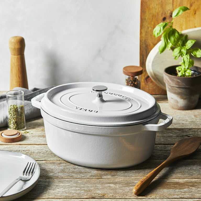  Staub Cast Iron Oval Cocotte, Dutch Oven, 5.75-quart, serves  5-6, Made in France, White: Home & Kitchen
