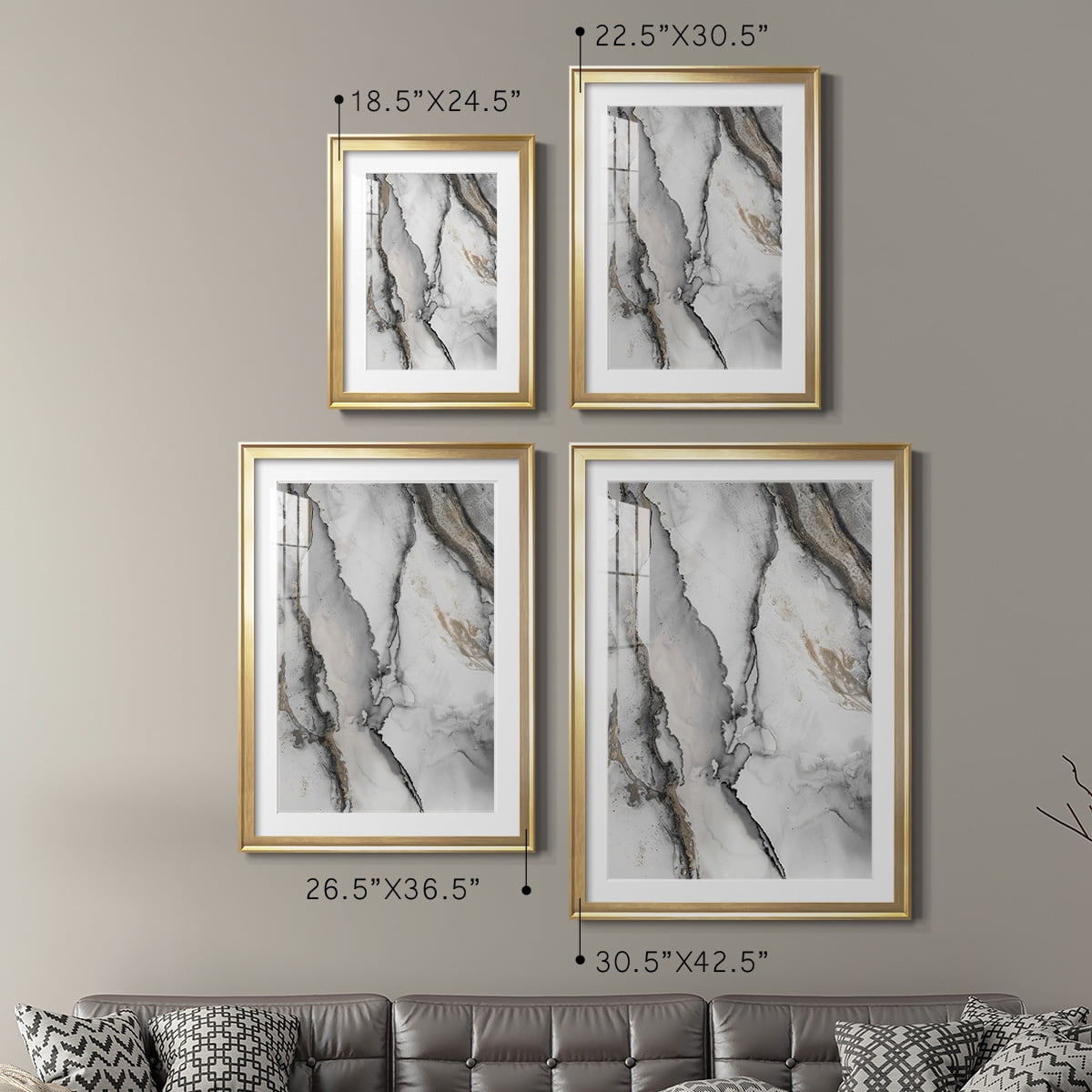 Wexford Home Abstract Ink Fantasy I Premium Framed Print, 22.5" x 30.5" - Ready to Hang, Gold (Set of 2)