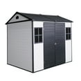 thumbnail image 2 of 8x6 FT Resin Storage Shed with Floor, Tool Cabinet with Window, Vents and Lockable Door, Plastic Waterproof Shed for Garden, Patio, Backyard, Grey+White, 2 of 8