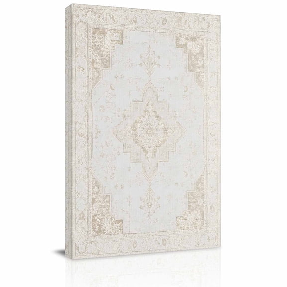 Canvas Wall Art, Retro Beige Boho Framed Canvas Prints for Bedroom Living Room, Vintage Ethnic Tribe Abstract Art Large Gallery Wrapped Wall Decor for Home Office, Gifts, 18"x24" Ship Next Day