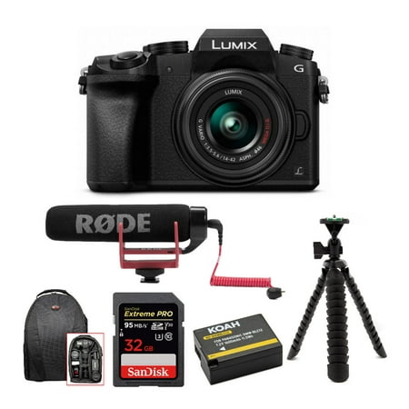 panasonic lumix g7 digital camera with 14-42mm f/3.5-5.6 lens & rode microphone accessory bundle