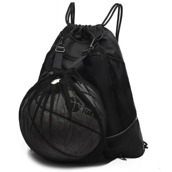 Portable Drawstring Basketball Backpack Mesh Bag Football Soccer Volleyball Ball Storage Bags Outdoor Sports Traveling Gym Yoga