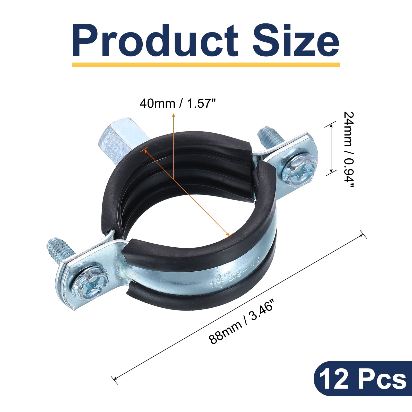 12 Pack Split Ring Pipe Hanger, 40mm/1.6inch Adjustable Pipe Bracket Clamp