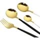 thumbnail image 5 of XmhyTop Juego de cubiertos de 40 piezas de acero inoxidable, utensilios reutilizables, tenedores, cucharas y cuchillos, cubiertos pulidos a espejo (servicio para 10, mango negro), 5 of 5