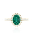 thumbnail image 4 of Rosec Jewels Lab Grown Emerald Oval Engagement Ring with Halo - 6X8 mm - Emerald Diamond Ring - AAAA Quality Certified, 18K Yellow Gold, US 10.00, 4 of 8