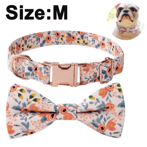 Collar de perro de niña de las flores personalizado para perras - Diseño floral grabado collares para mascotas con hebilla de oro personalizada Xemadio 221405-5