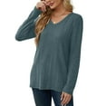 thumbnail image 4 of MOSHU Dressy Tops for Women Classic Fit Long Sleeve Shirts V Neck Lightweight Blouses Casual Tunic Womens Tops, 4 of 9