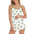 thumbnail image 2 of Blmnix Sleepwear Sets Pajama Sets Cotton Pajamas 2 Piece Shirts Sleeveless Crew Neck Short Green Wide-Leg Pajama Shorts Women,L, 2 of 5