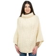 thumbnail image 4 of SAOL 100% Merino Wool Women's Aran Cable Knit Poncho Oversize Sweater High Neck Irish Cape Made in Ireland, 4 of 5