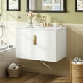 thumbnail image 4 of 30" Vintage Bathroom Vanity with Ceramic Sink, with 3 Holes Single Ceramic Sink, Bathroom Storage Vanity Cabinet with 2 Soft Closing Doors, 4 of 9