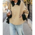 thumbnail image 4 of Women Cropped Trench Coat Single Breasted Jacket Fall Windbreaker Fashion Outerwear Khaki S, 4 of 9