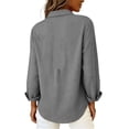 thumbnail image 5 of GUACER Womens Gingham Long Sleeve Blouses Trendy Button Up Collared Shirts Lightweight Casual Tops, 5 of 6