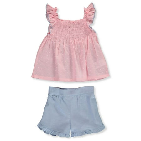 Famous Brand Baby Girls' Clipspot over Chambray 2-Piece Shorts Set Outfit