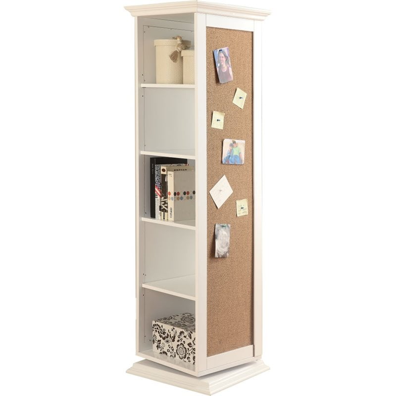 Bowery Hill 5 Shelf Swivel Bookcase In White And Chrome Com Bowery Hill 5 Shelf Swivel Bookcase In