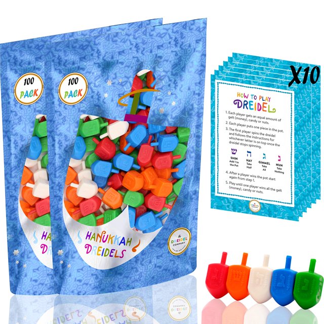 Hanukkah Dreidels The Dreidel Company, paquete de 200 unidades, multicolor