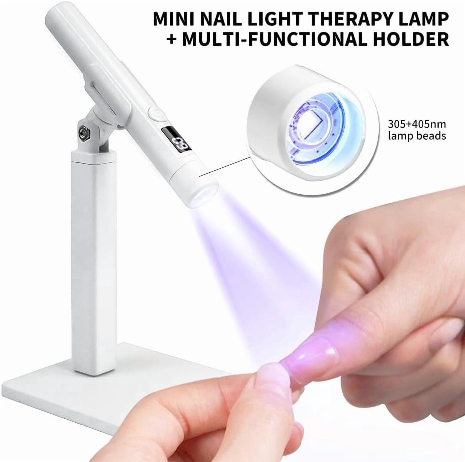 Mini UV LED Nail Lamp, Rechargeable Handheld Flash Cure Light Pen with Magnetic Stand, Portable Quick Dryer for Gel Polish, DIY Home Manicure & Travel(white）