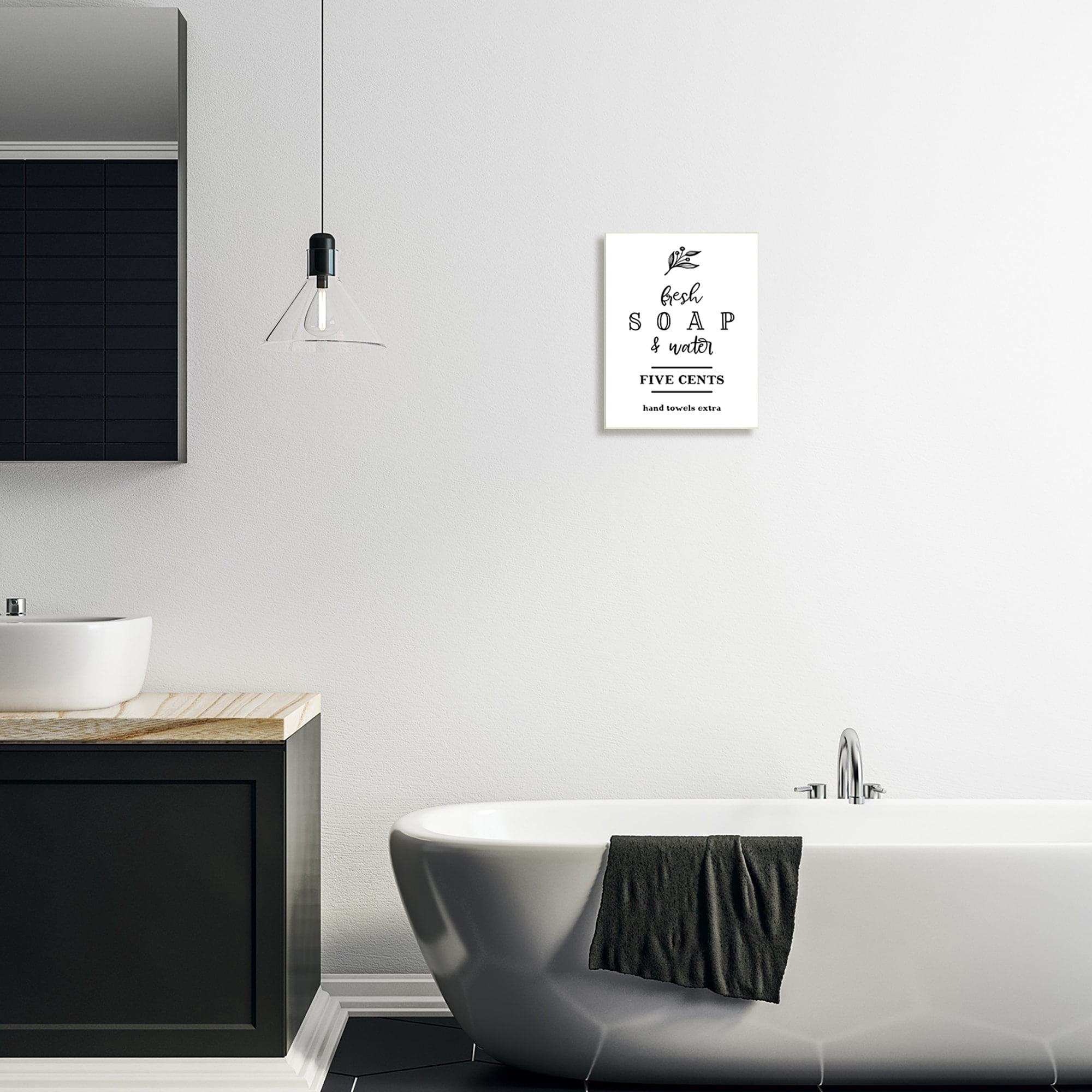 Stupell Industries Fresh Soap & Water Bathroom Washing Botanical Symbol Graphic Art Unframed Art Print Wall Art, Design by Lettered and Lined