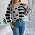 thumbnail image 2 of Yangnuo Pullover Sweaters for Women Striped Sweater for Women Women's Color Blocked Knitted Top Round-Neck Long Sleeve Blouses Pullover Fashionable Sweater, 2 of 5