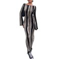thumbnail image 2 of KelaJuan Women Wrapped Dress, Long Sleeves Round Neck Knitting Striped Casual Party Spring Dress, 2 of 8