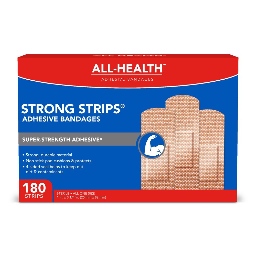 All Health Heavy Fabric Strong Strip Adhesive Bandages, 1 in x 3 in