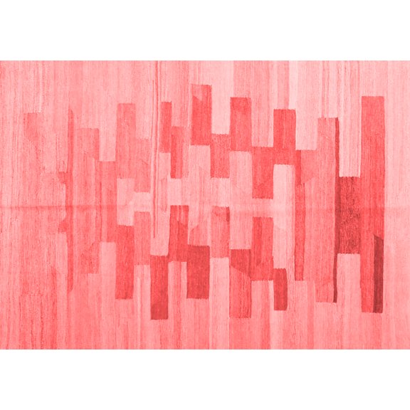 Ahgly Company Indoor Rectangle Abstract Red Contemporary Area Rugs, 4' x 6'