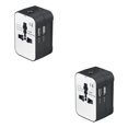 thumbnail image 4 of Methold Adaptador de de enchufe de viaje Universal, 1 unidad, 2 puertos USB, convertidor de toma de corriente europea, enchufe europeo, Blanco negro 2piezas, 4 of 6