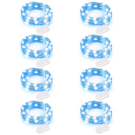 Fairy Lights Blue Kohree 8 PCS Fairy Lights Blue String Lights Battery Starry String Lights Copper Wire Lights ()