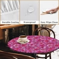 thumbnail image 4 of Round Fitted Tablecloth with Elastic Edge Design Table Cover Waterproof Stain-Resistant Wipeable Table Cloth Best for 38"-42" Round Tables for Outdoor Indoor Pink Flowers, 4 of 4