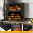 thumbnail image 7 of BGTREND Double Layer Bamboo Bread Box for Kitchen Countertop, Spacious Wooden Corner Bread Storage Container, Under Cabinet Organizer (Black, Extra Large), 7 of 7