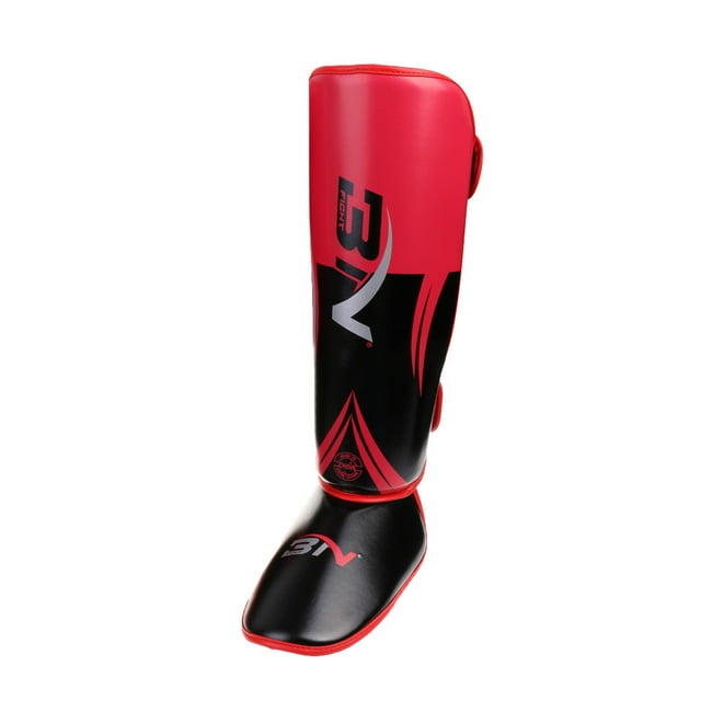 Almencla MMA Shin Protector Pads Instep Guards Kick Muay Thai Training TKD Protector Red