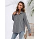 thumbnail image 5 of Camisas de Mujer con Botones, Casuales, de Larga, A Cuadros, con Estampados, Blusas Holgadas con Cuello A . Negro M, 5 of 8