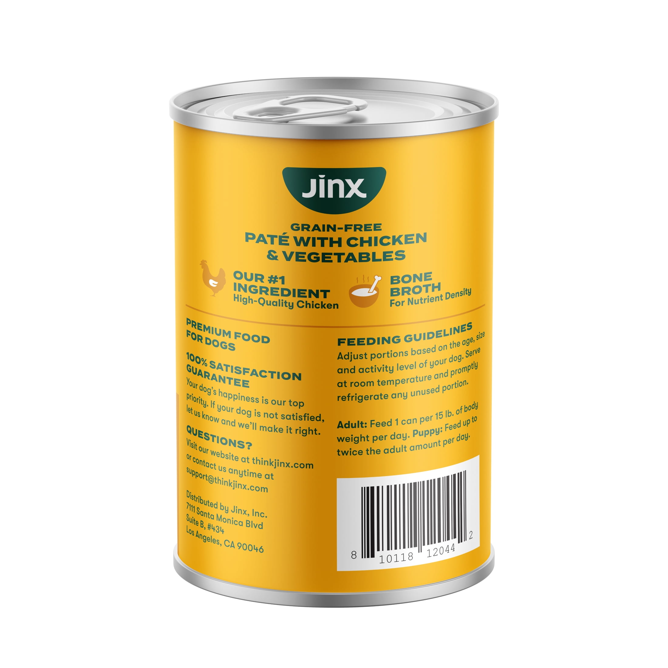 (3 pack) Jinx Pate with Chicken & Vegetables Natural Wet Dog Food, Grain Free, 13 oz Can