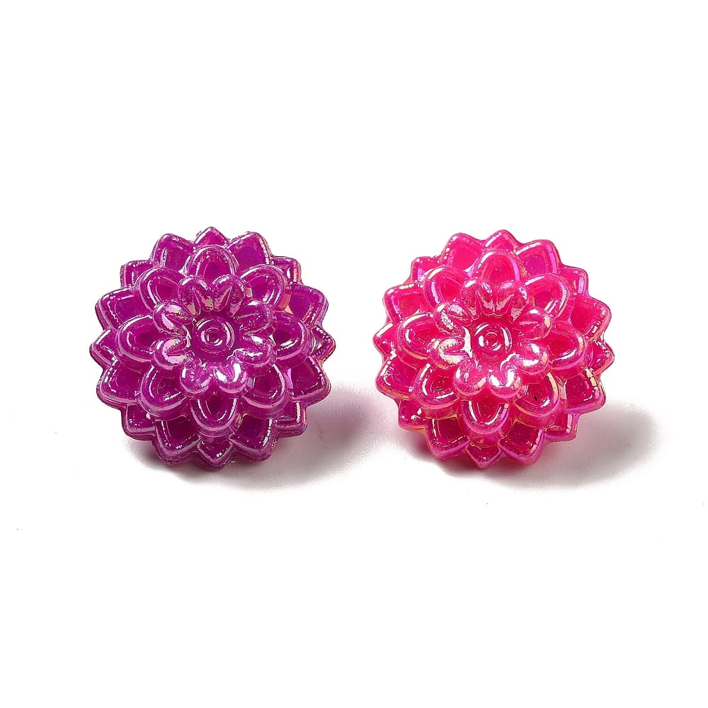 500g AB Color Acrylic Flower Sewing Shank Buttons Mixed Color 16mm in diameter 10mm thick hole: 2.5mm 625pcs/500g