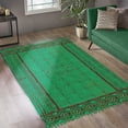 thumbnail image 2 of Casavani Hand Block Printed Green Cotton Living, Dining Room Area Carpets Square Outdoor Rug 10x10 feet, 2 of 5