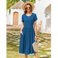 thumbnail image 6 of Zeagoo Short Sleeve Dress for Women Boho Beach Dresses Aline Midi Sundress with Pocket Casual Loose Shift Dress Summer Floral Tshirt Dress, 6 of 6