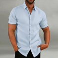 thumbnail image 2 of Men's Retro Solid Color Cotton Linen Shirts Casual Summer Loose Short Sleeve Lapel Shirt, 2 of 5