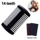 thumbnail image 1 of Peine para bigote de 14 dientes con estuche de cuero Kit de bolsillo para el cuidado de la barba de madera con dientes finos y gruesos de doble acción Funciona perfectamente con aceite y, 1 of 8