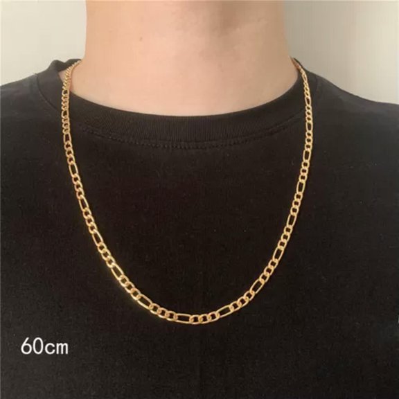 HOOUN Men Necklaces Gold Silver Color Neck Jewelry Neck Chain Chain Necklace Hip Hop -golden 60cm