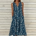 thumbnail image 2 of Abomasnow Women's Summer Dresses Sleeveless V-Neck Flowery Printed Swing Tank Sundress Casual Soft Beach Vacation Pleated T-Shirt Long Dress, 2 of 5