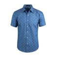 thumbnail image 3 of Camisa con mangas cortas hueso de pez de algodÃ³n hombres Teal 44 Unique Bargains Camisa, 3 of 7