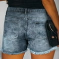 thumbnail image 3 of Durtebeua Denim High Waist Shorts for Women Frayed Raw Hem Ripped Denim Jean Shorts With Pockets Blue XXL, 3 of 6