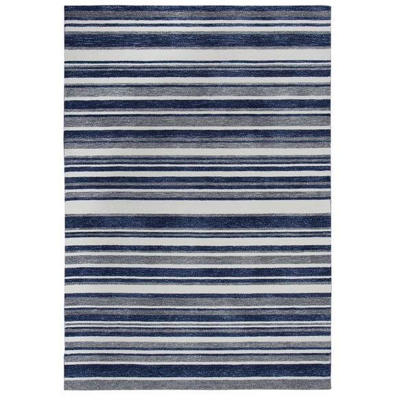 Alora Decor Bermuda 8'6"x11'6" Stripe Blue/Ivory/Gray Hand-Tufted Area Rug